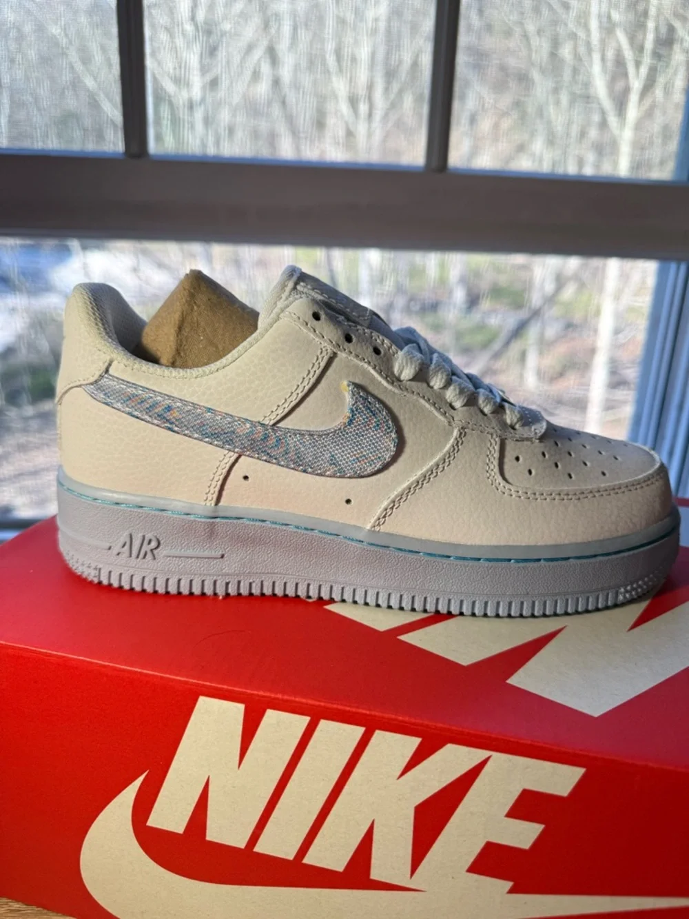 Nike Air Force 1 "Hydrogen Blue" with Psychedelic Swooshes - Picture 9 of 9